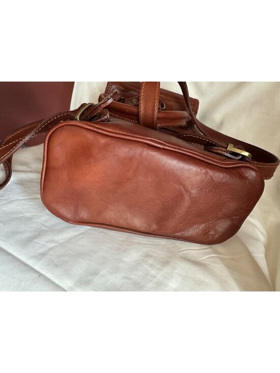 brown leather I Medici Firenze backpack with front flap drawstring closure made